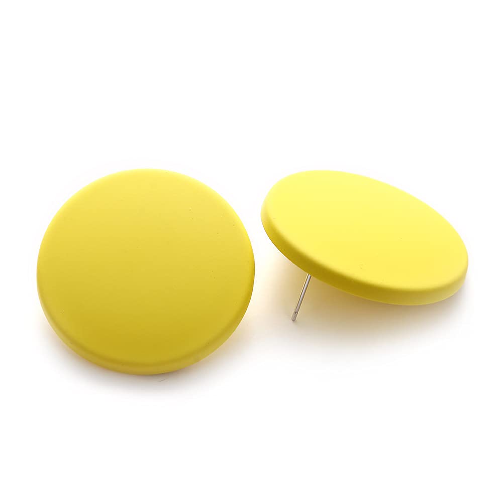 Winssigma Button Earrings, Large Round Acrylic Stud Earrings for Women