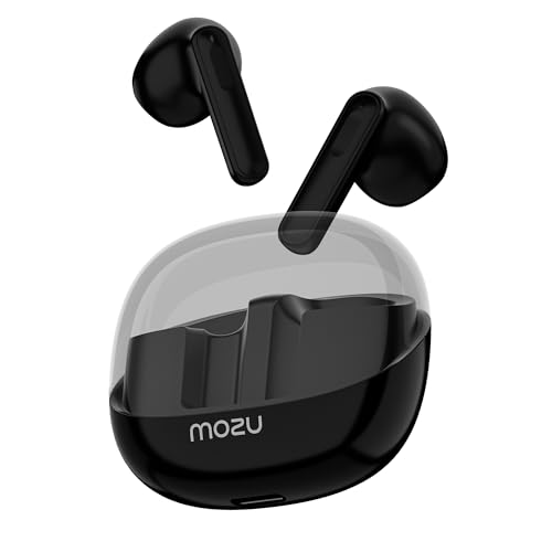 Image of MOZU Flexibuds Klear with ENC,Mems Mic,Game Mode,Low Latency Transparent Earbuds Bluetooth Headset (Shadow Black, True Wireless) (Space Black)