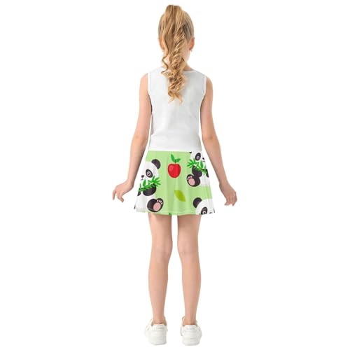 Joisal Cute Pandas Green Athletic Shorts Girls Skorts Tennis Skirts for Kids Kid Teen Teen Skirt 3t4