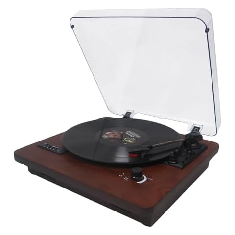 Vintage Portable Retro Vinyl Record Player with Speakers, 3-Speed Turntable with Bluetooth Input/Output,USB/SD/MMC Play and Recording, FM Radio, AUX in, RCA Line Out, Earphone Jack, Dust Cover Cover