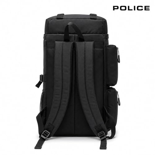 Image of POLICE Premium 30L Duffle Backpack for Men & Women | Spacious Travel Backpack with Multi Utility Compartments | Large Capacity Weekender & Adventure Travel Bag I Black
