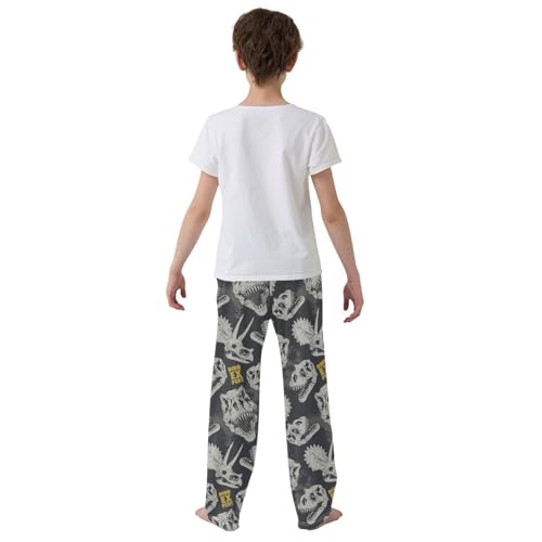 ZZKKO Dinosaur Skull Grey Boys Pants for Kids Jogger Pants with Pockets S-XL3