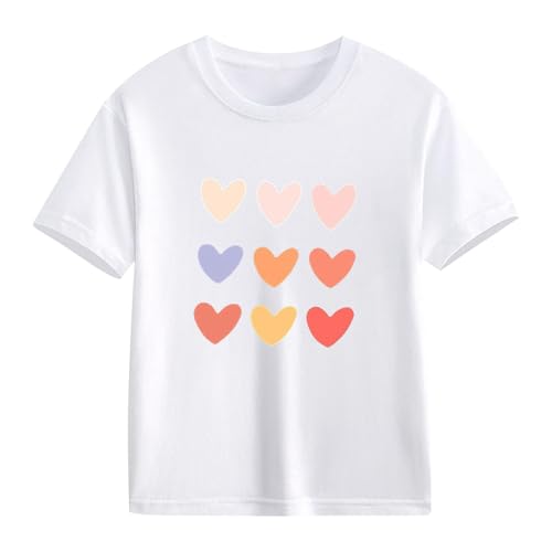 Teal Crop Top Girls Spring Summer and Autumn Children's Boys and Girls 2D Personalized Printing Teal (White, 8-9 Years)2