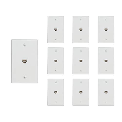 Buyer's Point 1 Port Cat6 Ethernet Wall Plate, Female-Female White (10, 1 Port)