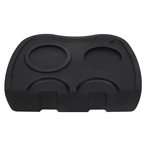 Tapete de silicone para café com orifício duplo preto, macio, flexível, resistente ao calor, durável, almofada de calcadeira para café