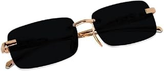 EYELAND Rectangular Sunglasses for Men & Women | UV Protection | Metal Frame | Black | Free Size | TG-BLK Price In India