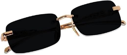 EYELAND Rectangular Sunglasses for Men &amp; Women | UV Protection | Metal Frame | Black | Free Size | TG-BLK