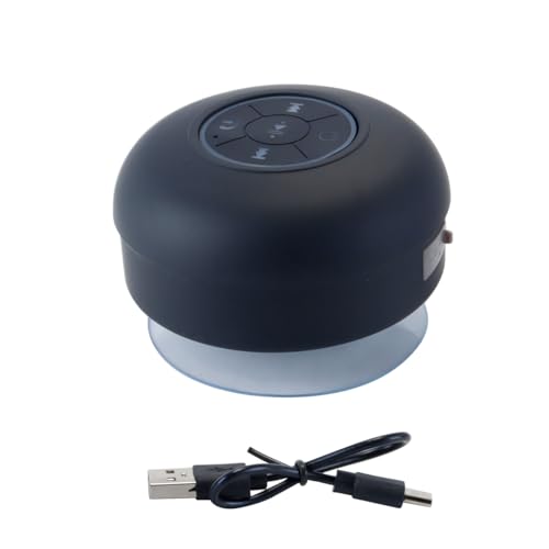 Hoite Enceinte de douche Bluetooth étanche IPX4, lumières clignotantes colorées, appels mains libres (noir)