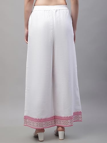 Pistaa's Women's Regular Fit High Rise Cotton Flair Printed Regular Palazzo