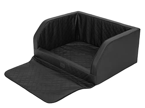Hundeautositz, Hundebox, Hundebett, Transportboxen, Rückbank, Hundedecke, Kofferraum, für große und mittelgroße Hunde, Schwarz Kunstleder, (100x80x39 cm)