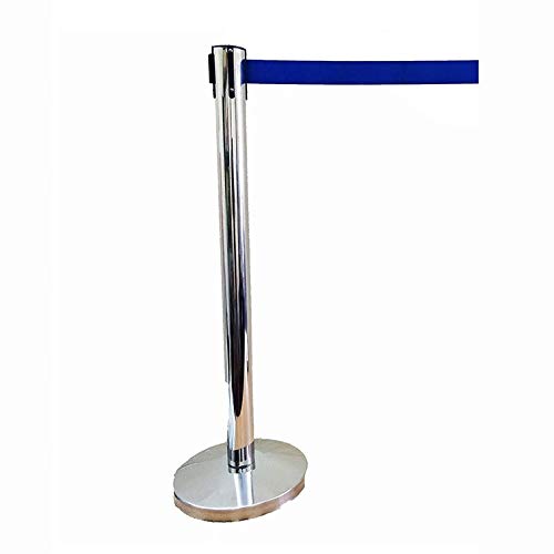Image of LADWA Q Please (Q Manager), 202 Grade Extendable 2.25 mtr Hook Type Stanchions Barrier Accessories Steel Barricade, Blue Que Manager