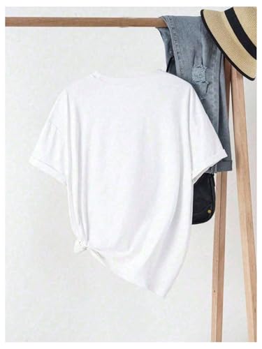 SweatyRocks Girl's Summer Letter Cat Graphic Tshirts Short Sleeve Crew Neck Casual T Shirt Tops2