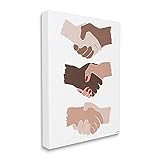 Stupell Industries Shaking Hands Inclusivity Motivation Diverse Cultures, Designed by Kyra Brown Canvas Wall Art, Beige