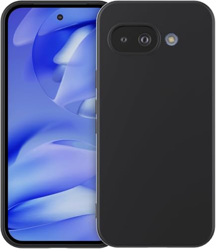 Image of MOBILOVE Back Cover Case for Google Pixel 9a | Pure Liquid Soft Matte Silicone Case with Logo and Comes with Camera and Screen Protection Back Cover for Google Pixel 9a (Black)