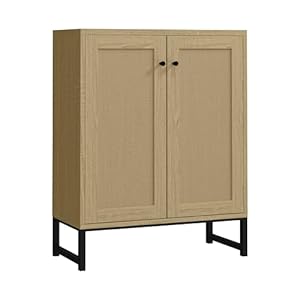 Panana Rattan Decorated 2 Doors Storage Cabinet Accent Cabinet Living Room Cupboard Kitchen Sideboard Buffet Table Natural