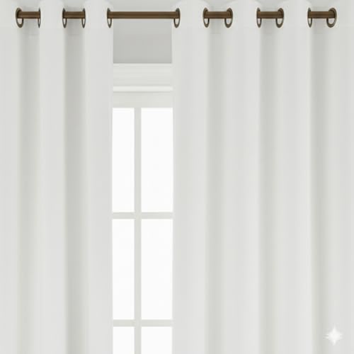 Image of Amazon Brand - Solimo Velvet Curtain Set of 2 (52x48 Inch) Plain Door & Window Curtains for Living Room & Bedroom |75% Light Blocking, Eyelet Curtains for Home Decor in White Color (4 feet x 4 feet)