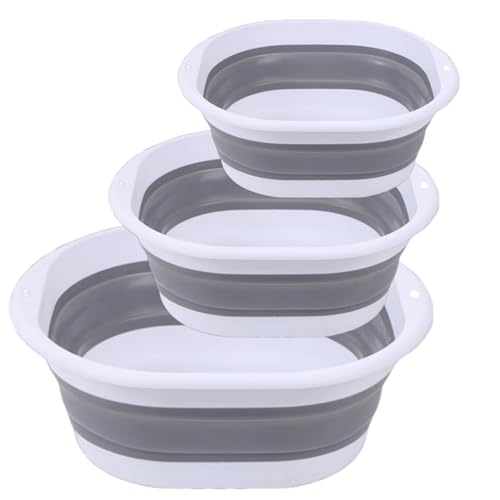 Collapsible Wash Basin 3 Pack, Foldable Dish Tub,...