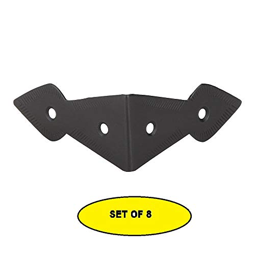 Image of Set of 8 Brass 90 Degree Spade Trunk Corners, Oil Rubbed Bronze Finish, Edge Guard Table Cabinet Protector, Decorative Corner Brackets