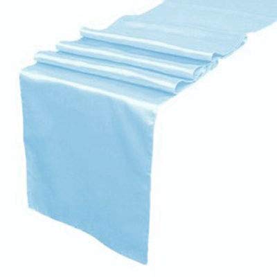 eDecor Pack of 12 Satin Table Runners for Wedding Party Event Banquet Dinning Table Decoration 12 X 108 Inch - Baby Blue