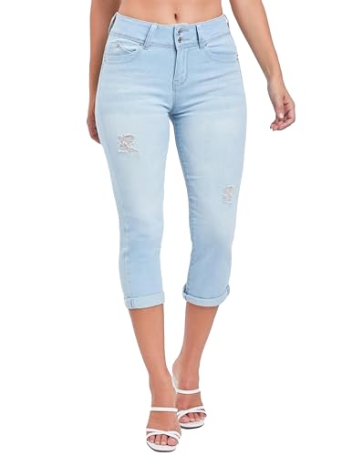 YMI Women's Wannabettabutt Roll Up Cropped Jeans