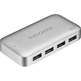 Insignia 4-Port USB 3.0 Hub with 5ft. Cable Power Supply, USB Splitter Expander for Laptop, Xbox, Flash Drive, HDD, Console, Printer, Camera, Keyborad, Mouse, MacBook, Surface, PC, Silver Grey