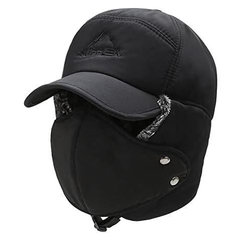 BJ-SHOP Gorros de Aviador para Hombre con Máscara Bucal a Prueba de Viento y Orejeras Cover