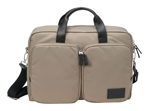 Maletín Marc O'Polo para portátil de piel elegante color marrón topo Glen Business Bag