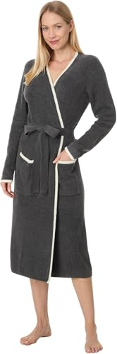 Barefoot Dreams womens Cozychic Ultra Lite Contrast Ribbed Robe