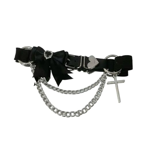Pokn Women Thigh Garter Belt Gothic Leg Harness Necklace Adjustable Elastic Belt 1PCS Cutecore Jirai Kei Fashion (D)