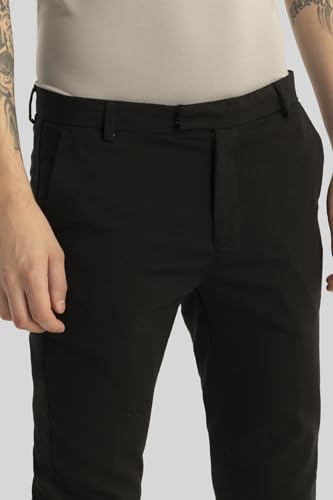 Image of SNITCH Yann Black Plain Slim Fit Trousers