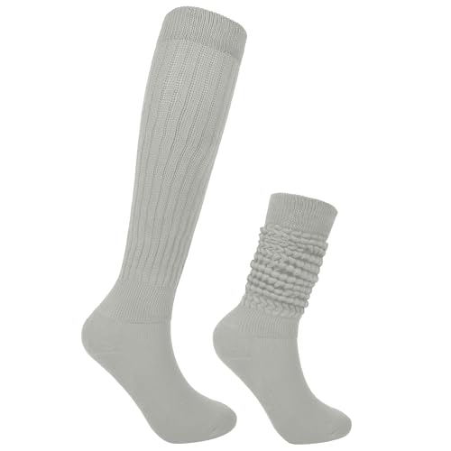 Image of Violet Mist women slouch socks thick colored knee high scrunch socks long stacked sock boot 80s 90s Novetly