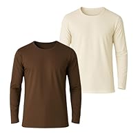 Kit 2 Camisetas Masculina Manga Longa Inverno Comprida Algodão Premium (Marrom Café e Bege, M)