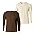 Kit 2 Camisetas Masculina Manga Longa Inverno Comprida Algodão Premium (Marrom Café e Bege, G)