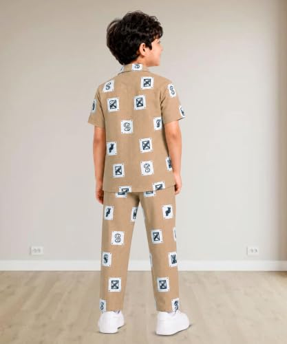 Image of 3BROS Unisex Pure Cotton Short Sleeve Kids Night Dress for Boys & Girls Nightwear /Sleepsuit /Sleepwear /Loungewear Night Suit for Boys and Girls Top and Pyjama Combo Set