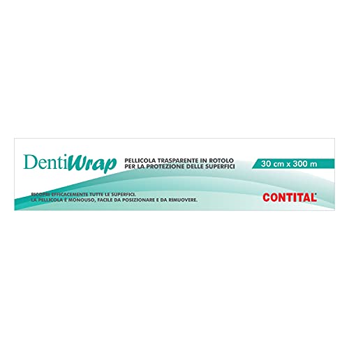 CONTITAL DentiWrap Zahnarztfolie mit Etui, PVC-Rolle zum Schutz von Oberflächen, 30 cm breit, 300 m