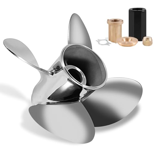 YOUNG PROPS 14 x 21 Stainless Steel Outboard Boat Propeller for Mercury Engines 135-300 HP Hub Kits Included 4-Blades 15 Tooth RH