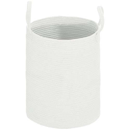 HOMCOM Panier à linge 36L, corbeille à linge pliable en coton, avec poignées, Ø 56 x 35,5 cm, crème