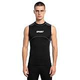 Jugaoge Herren UV Shirt Rashguard T-Shirt Ärmelloses Schwimm Oberteil Grau M