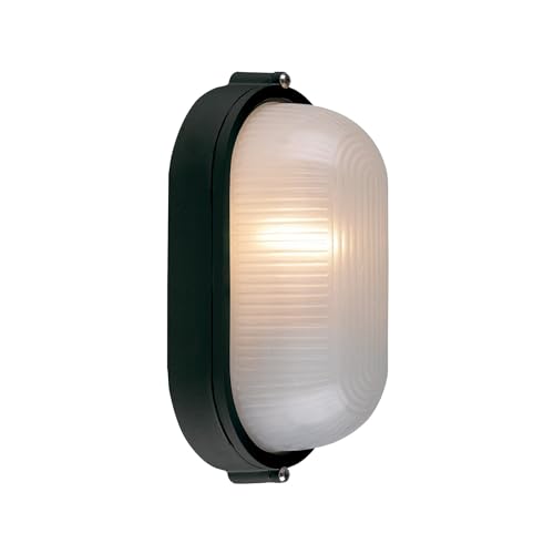 MULANDI Aluminum Nautical Bulkhead Light Glass Outdoor Marine Flush Mount Ceiling Lighting Integrated E27 Wall Fixture with Frosted Glass Lens One-Round Waterproof