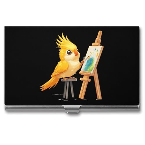 Cockatiel Artist Bird Business Card Case Pocket Card Holder Slim Card Wallet for Men Women