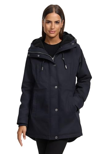 Navahoo Damen Winterjacke (XS-3XL) - 100% Baumwolle Obermaterial, Kapuze...