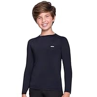 SELENE INFANTIL Camiseta Térmica Juvenil Manga Longa UV50+ Secagem Rápida Meninos e Meninas, Preto, 16