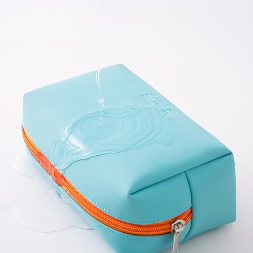 Image of Cortina Pouch for Travel Makeup Bag, Makeup Organizer Bag, Cosmetic Bag Makeup Bag for Women, Toiletry Bag for Travel Tools 16.5x7x11.5cm, Small, Light Blue | Compact travel makeup and toiletry organizer, 16.5x7x11.5cm, small size in light blue for women