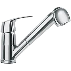 Ramon Soler Vulcano Fregadero Ramon Soler 218913 Vulcano – Grifo de Cocina con Ducha extraibel de 2 Jets, Sistema S2 de Ahorro de Agua del 50%, limitador de Temperatura y Cromado Diamond Finish, Latón, Cromo