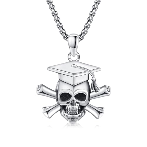 Collier tête de mort en argent sterling ciselé pour un look punk gothique affirmé