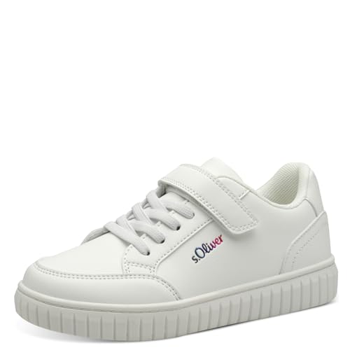 s.Oliver Mädchen Sneaker flach mit Klettverschluss Bequem, Weiß...