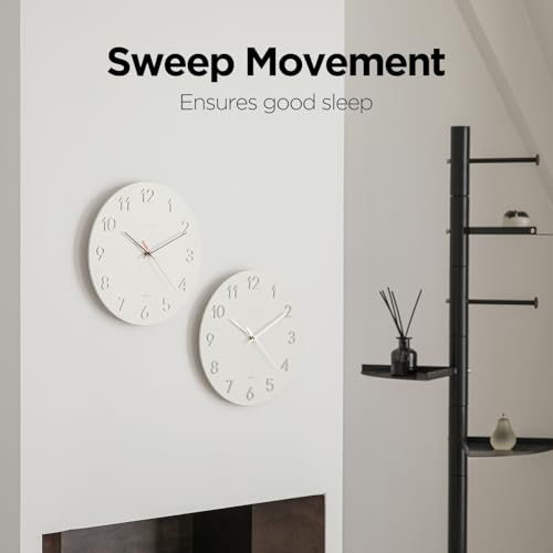 Image of mooas 3D Numbers Modern Wall Clock, 12 inch Battery Operated, Analog (Cream) | Silent Non-Ticking Sweep Movement, Decorative, Home Decor Living Room Kitchen Bedroom Office Living Room Hotel
