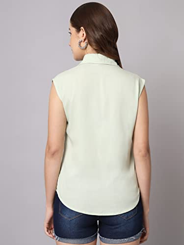 Image of FUNDAY FASHION Women's Rayon Blend Regular Fit Solid Casual Sleevesless Shirt (Pack of 2)