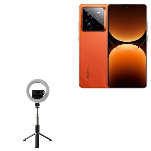 BoxWave Stand and Mount Compatible with Realme GT 7 Pro - RingLight SelfiePod, Selfie Stick Extendable Arm with Ring Light - Jet Black