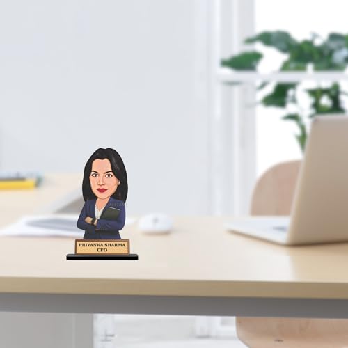 Image of Personalized Workaholic Girl Caricature Gift Custom Office Desk Avatar Birthday Gift for Wife Girlfriend Sister Friend Unique Corporate Gift for Women (Corporate Lady, 7 Inches)